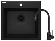 Deante ZQJNN103 - Kuchynský drez EVORA 50x50 cm + drezová batéria granit/čierna