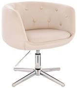 LuxuryForm DESIGN Kreslo MONTANA VELUR na striebornom kríži - krémové