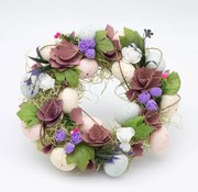 DECOLED Veľkonočný veniec, 30 x 8 cm, fialové a ružové kvety