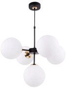 Závesné svietidlo Florence, 5x biele sklenené tienidlo, g