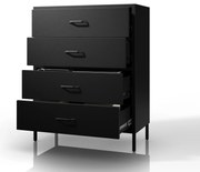 Čierna kovová komoda so zásuvkami na nožičkách CARLA Modern 800 x 1015 x 400 mm