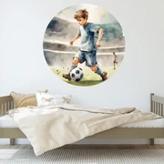 PIPPER. Kruhová samolepka na stenu "Chlapec futbalista" Veľkosť: 100 cm