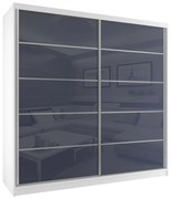 Šatníková skriňa 200 cm Belini biely mat / šedý lesk s posuvnými dverami  BH SZP1/2/W/WI/5S/HI