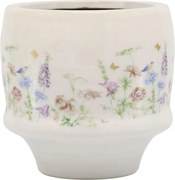 Krémový antik keramický kvetináč s kvetmi Papillon Blossom - Ø 13*12 cm