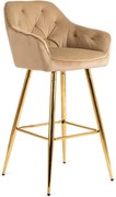 Barová stolička ANDY – béžový velúr / zlaté nohy