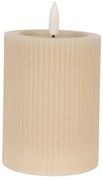 Béžová valcová sviečka s vrúbkovaním Led Candle - Ø 8*13 cm / 2*AA