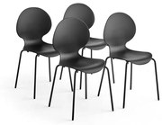 Stoličky POMONA, 4 ks, čierne