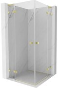 Mexen Lunar, L Duo výklopný sprchový kút 75 x 75 cm, 8mm číre sklo, zlatý matný profil, 834L-075L-075P-55-00