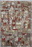 Diamond Carpets India, Ručne viazaný kusový koberec Diamond DC-PATCH RED MULTI, 180x275, viacfarebná, chodba / predsieň