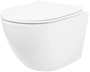 Rea Carlo Mini, závesná WC misa 490x365x370mm, Rimless Tornado NF + toaletné WC sedadlo, biela lesklá, REA-C1260