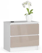 Nočný stolík K60 2SZ CLP cappuccino, lesk