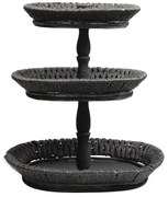 Čierny drevený oválny podnos Bulli - 48 * 38 * 56cm