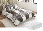 Sada mikroplyšových obliečok TIRSO sivo-biele + plachta mikroplyš SOFT 90x200 cm biela, jednolôžko