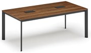 Rokovací stôl PRIMO INVITATION, 200x100 cm, orech + 2x stolná zásuvka TYP I, čierna