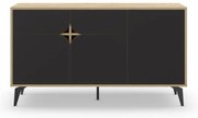 Nízka komoda v dekore duba v čierno-prírodnej farbe 140x79 cm Nola – Marckeric