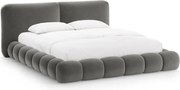 Tmavosivá čalúnená dvojlôžková posteľ s úložným priestorom s roštom 160x200 cm Solange – Micadoni