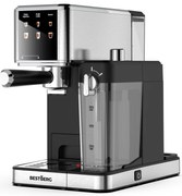 Pákový kávovar s napeňovačom mlieka BestBerg BBCF-2032 / 1350 W / 1,2 l / 20 bar / strieborná/čierna