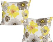 Sada 2 ks dekoračných obliečok na vankúš z mikrovlákna FEONELLE 45x45 cm, žlto-sivá