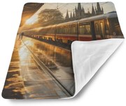 Sablio Deka pre bábätko Vlak na stanici pri východe slnka - 80x100 cm