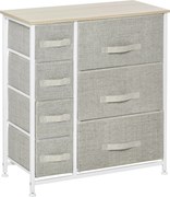HOMCOM Komoda so 7 úložnými košíkmi z netkanej textílie, 63.5x30x71 cm, sivá | Aosom