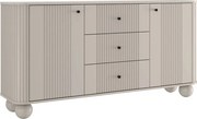 Komoda so zásuvkami Vesper 160 cm - kašmír / čierne úchytky / guľaté nohy