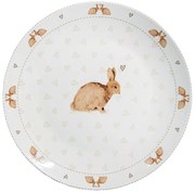 Biely porcelánový tanier s motívom králikov a srdiečok Bunnies in Love - Ø 26*2 cm