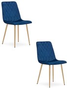 Set dvoch jedálenských stoličiek TURIN zamatový tmavomodrý (naturálne nohy) 2 ks
