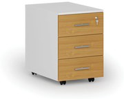 Kancelársky mobilný kontajner PRIMO WHITE, 3 zásuvky, biela/buk