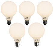 Sada 5 ks Stmievateľná LED žiarovka E27 opálové sklo G95 5W 450lm 2700K