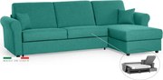 Rohová sedacia súpravana každodenné spanie SAVONA s rozkladom, tyrkysová (penelope 18), 140