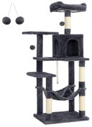 Mačací strom, so 4 škrabadlami, 2 vyhliadkami, jaskyňou, dymovo sivá farba