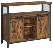 Príborník, Jedálenská skrinka, s posuvnými dvierkami, 33 x 100 x 80 cm, rustikálna hnedá