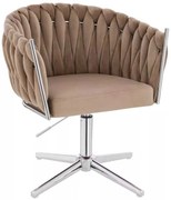 LuxuryForm DESIGN Stolička NORDEN VELUR na striebornom kríži - latte