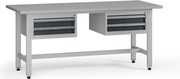 Výškovo nastaviteľný dielenský stôl G5, 1800 x 750 x 800-1000 mm, 2x kontajner, 4 zásuvky, grafit