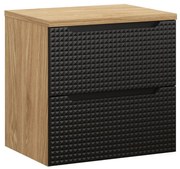 Závěsná skříňka pod umyvadlo Luxor Black s deskou 60 cm černá/dub olejovaný