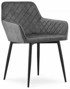 Stolička NOLA - sivý zamat / čierne nohy