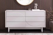 Luxusná komoda Luna 150cm Biela matná & Keramika Mramor
