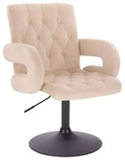 LuxuryForm DESIGN Stolička BOSTON VELUR na čiernom tanieri - krémová
