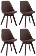 Stolička Borne V2 látka (SET 4 ks), drevené nohy orech - Hnedá