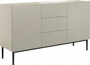 Komoda Nicole 150 cm so zásuvkami a ryhovaným čelom - kasmír / čierne nožičky