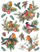 Vianočná nálepka na okno Vtáky, 33 x 50 cm