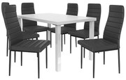 Jedálenský set 1 + 6 Belini biely / čierne Moderno MOD/0/ZES/W/6B