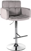 Barová stolička Los Angeles - zamat, chróm rám - šedá