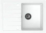 Sink Quality Titanite, kuchynský granitový drez 680x495x215 mm + čierny sifón, biela, SKQ-TIT.W.1KKO.XB