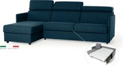 Rohová rozkladacia sedacia súprava na každodenné spanie TAVOLA MINI, tm. modrá (penelope 27), 140