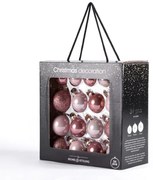 Sada sklenených vianočných ozdôb staroružová 34 ks