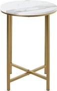 Okrúhly odkladací stolík Albufeira 39 cm, zlatý/mramorový%