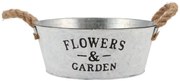 Plechový kvetináč / misa s jutovými ušami Flowers & Garden - Ø 25*10 cm