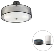 Inteligentné stropné svietidlo čierne s bielou 50 cm vrátane 3 Wifi A60 - Drum Duo