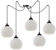 Závesné svietidlo Riffle Round Spider, 5x biele sklenené tienidlo, b